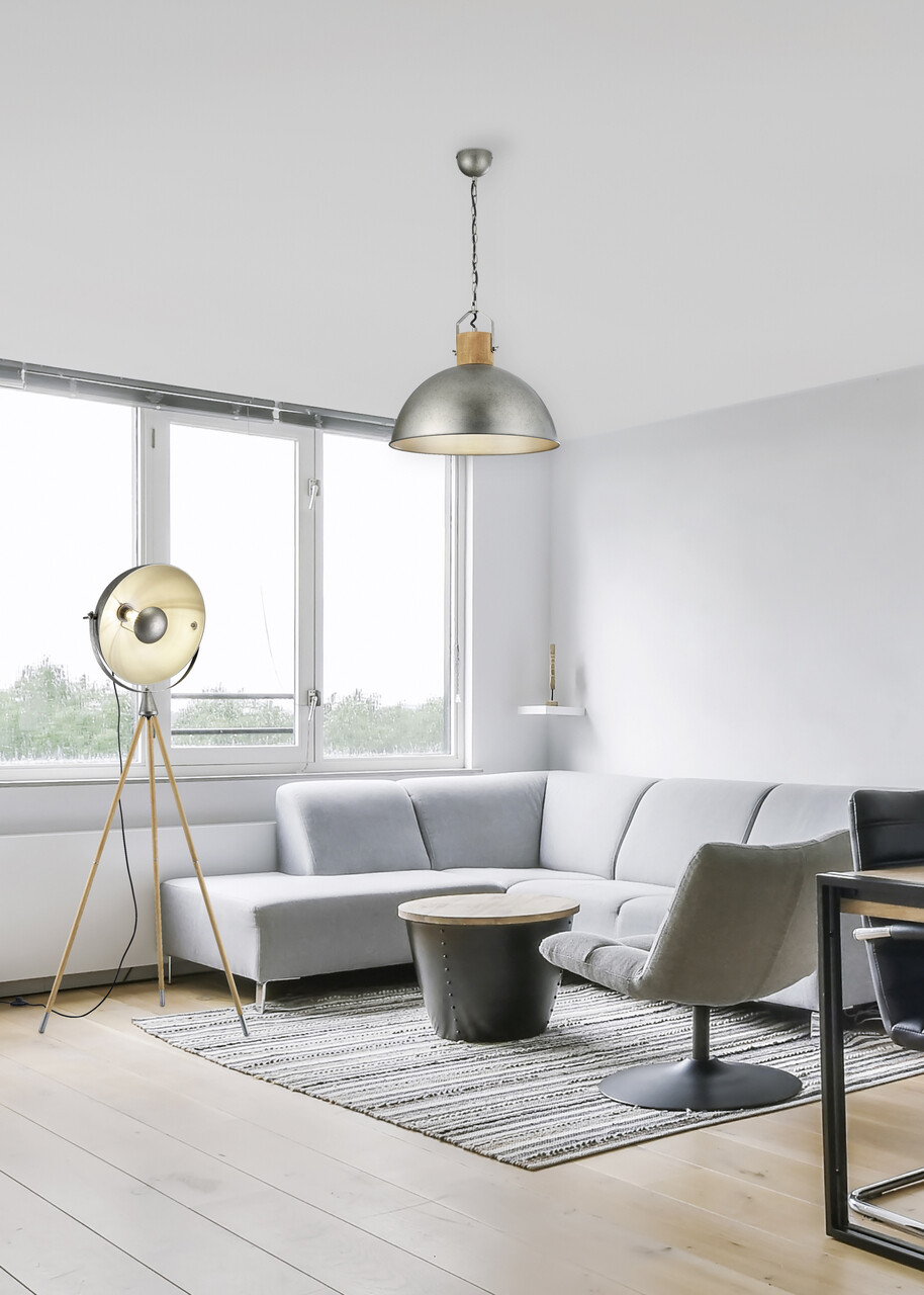 Lustra Delhi, TRIO, 45x150 cm, 60W, 1x E27, metal, nichel antic/natur - imagine 5